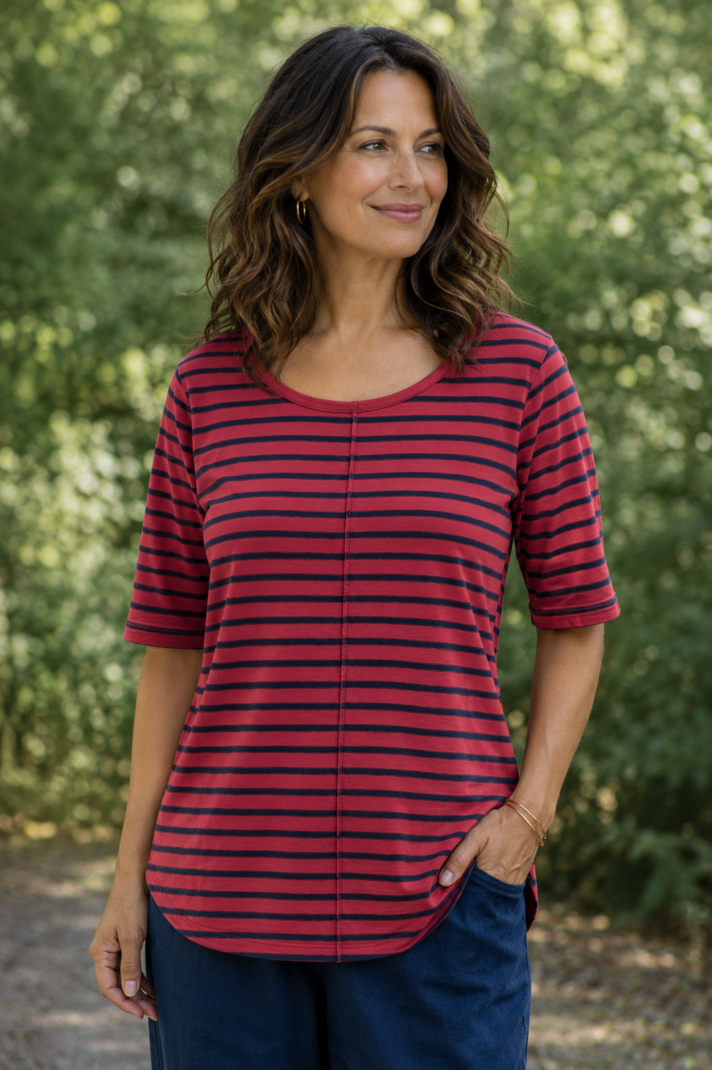 cut loose stripe tee shirt
