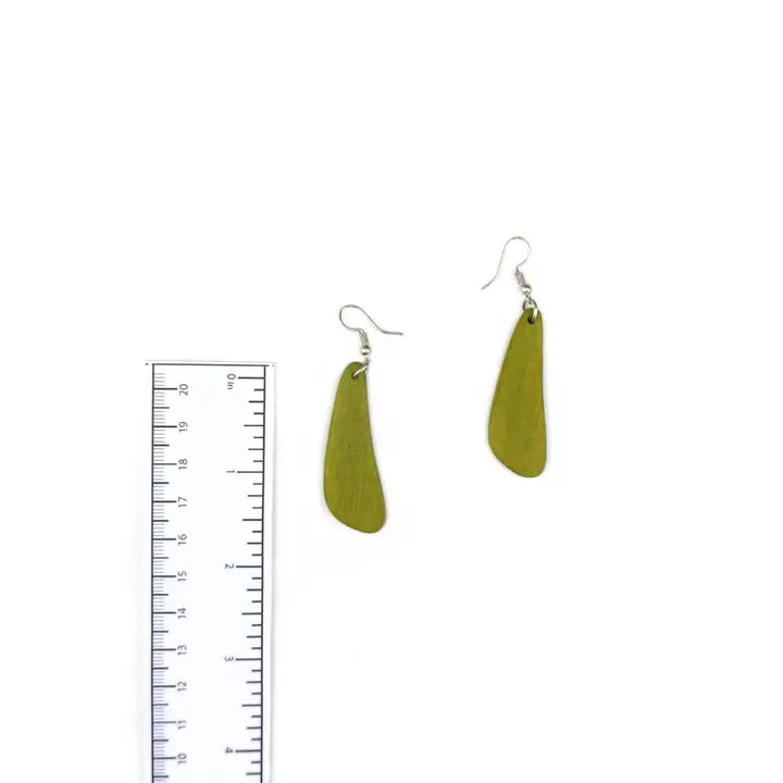 San Jose Celery Green Wood Earrings