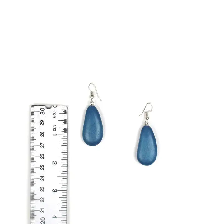 Erynn Blue Wood Bead Earrings