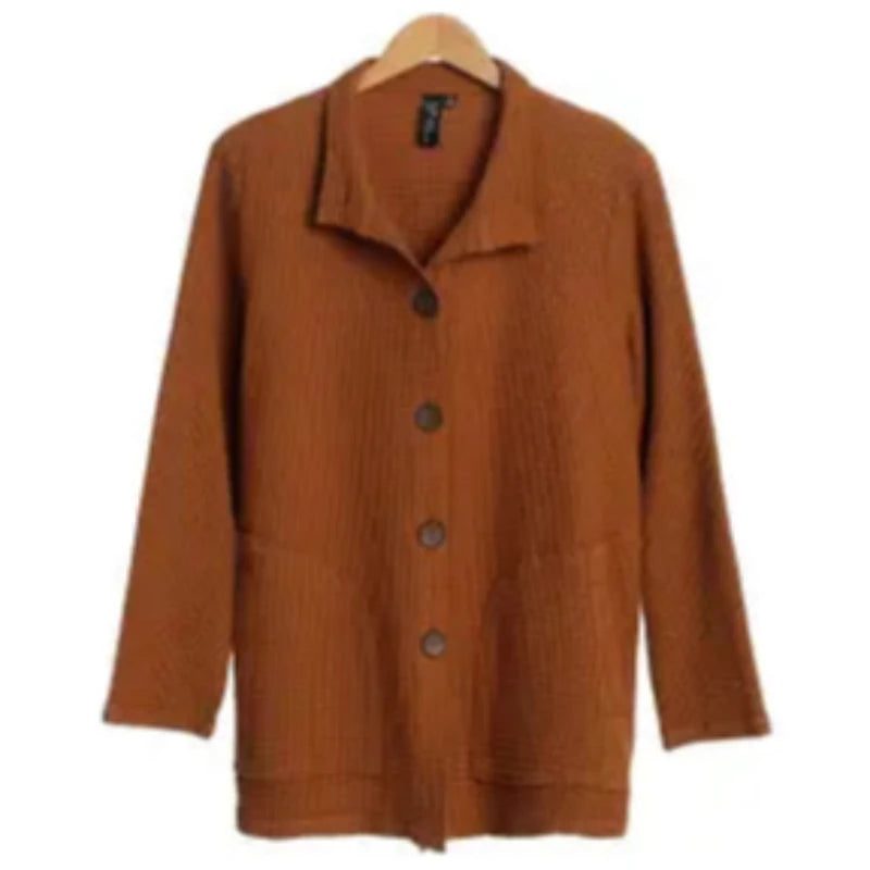 Focus Standup Collar Waffle Weave Jacket-Toffee