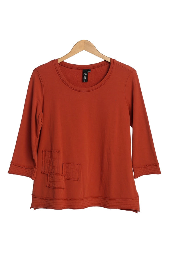 Focus French Terry Pullover Top-Pumpkin