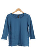 French Terry Pullover Top-Capri Blue