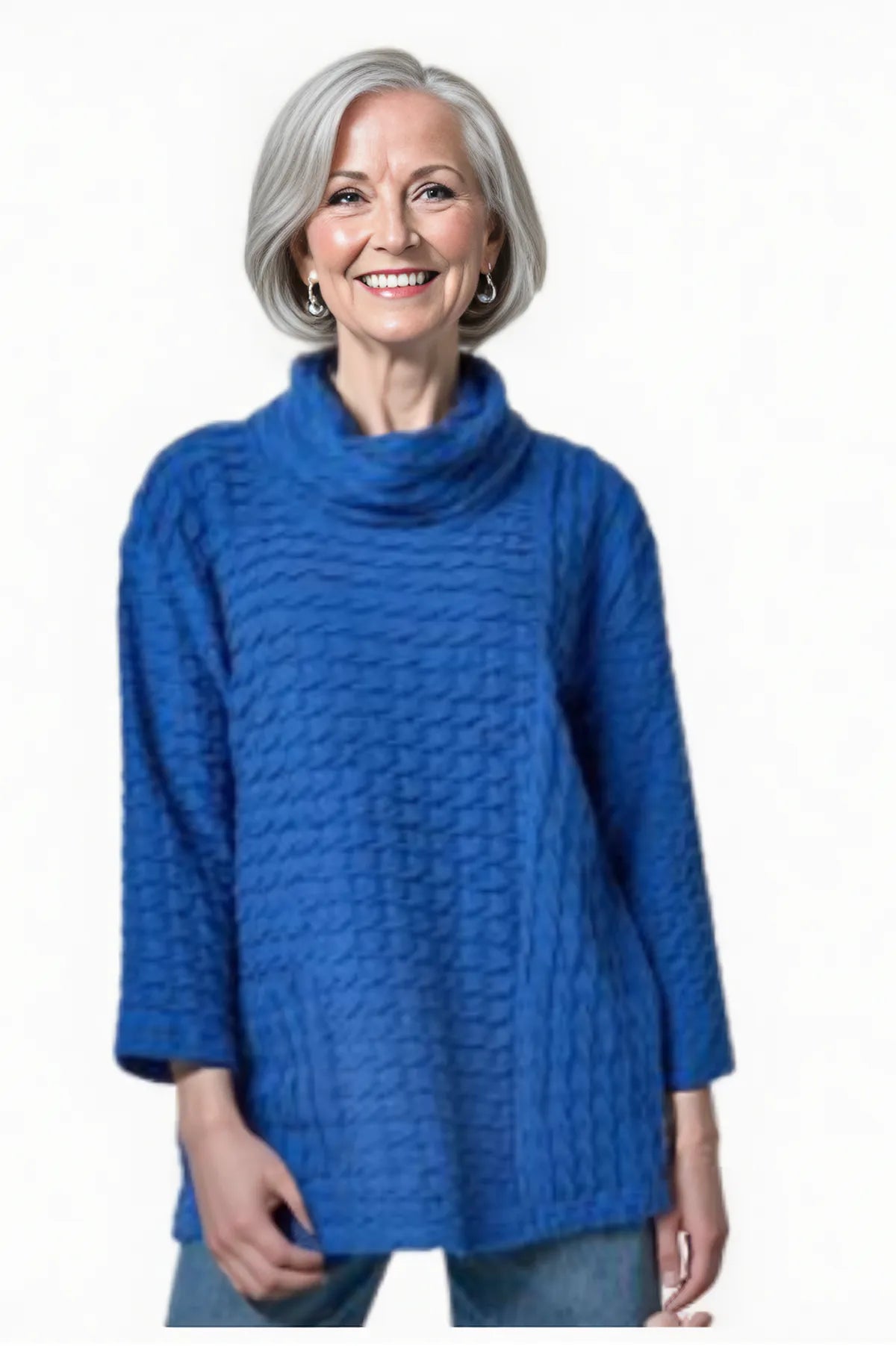 Komil Clothing Waffle Cowl Top Sapphire