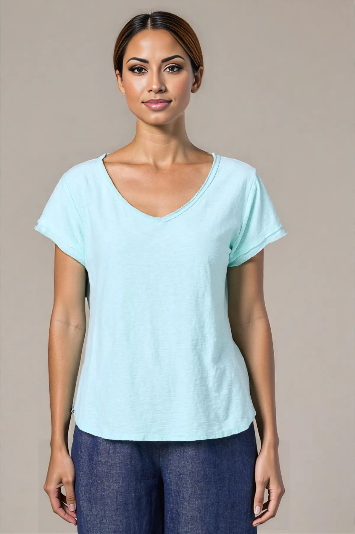 Cut Loose Linen Cotton Jersey Raw Edge tee