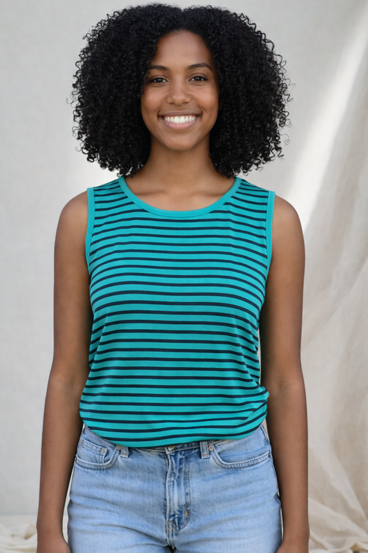 Cut Loose Navy Stripe Sleeveless Tank Summer 2026- Special Order