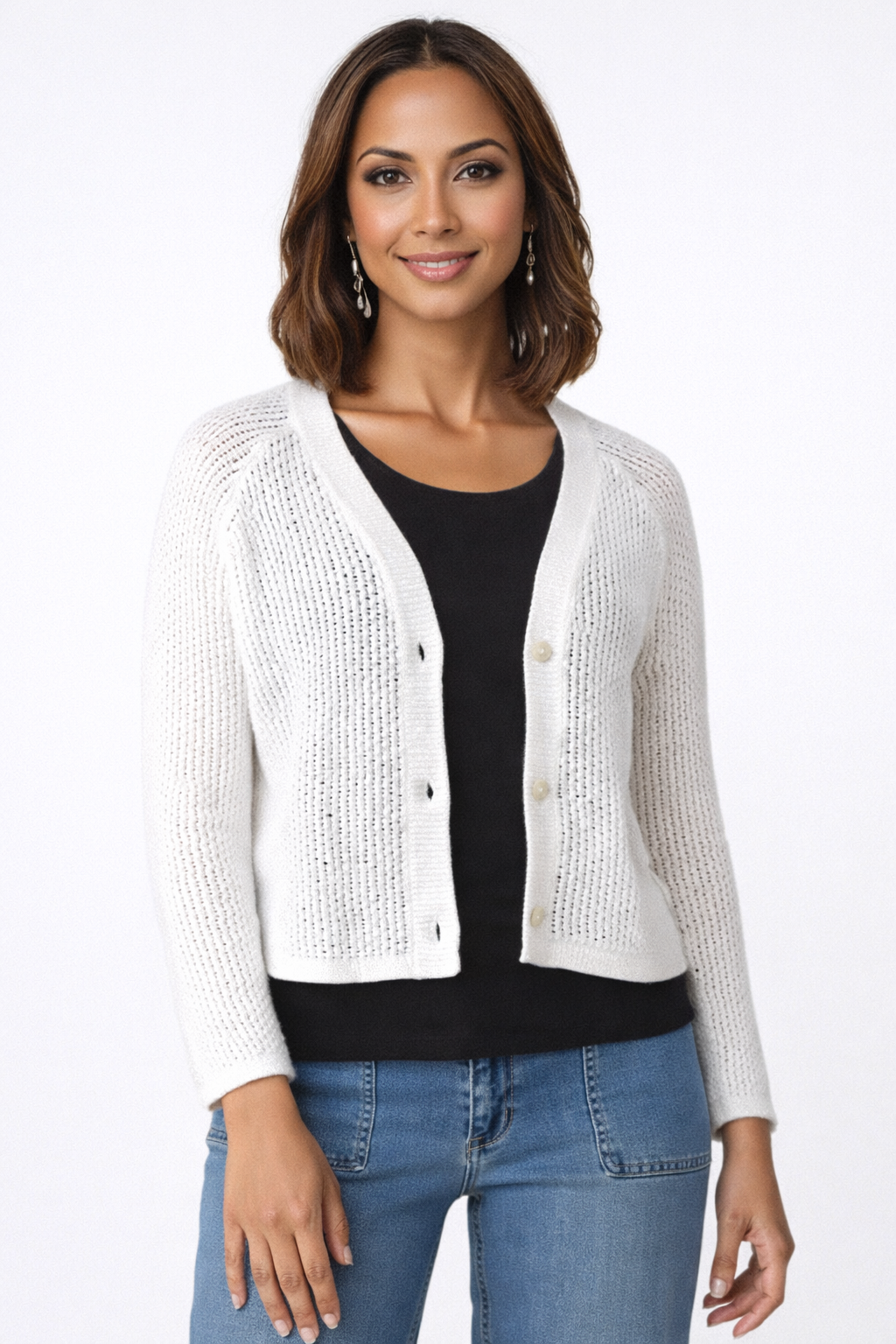 Habitat Clothing Coastal Crochet Cardigan-White - thread to cloth