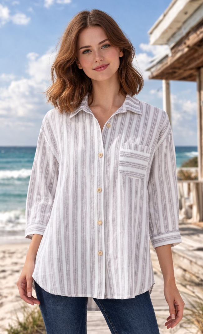 habitat clothing beach stripe blouse