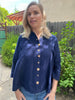 Color Me Cotton Linen Princess Seam Button Shirt by CMC Click