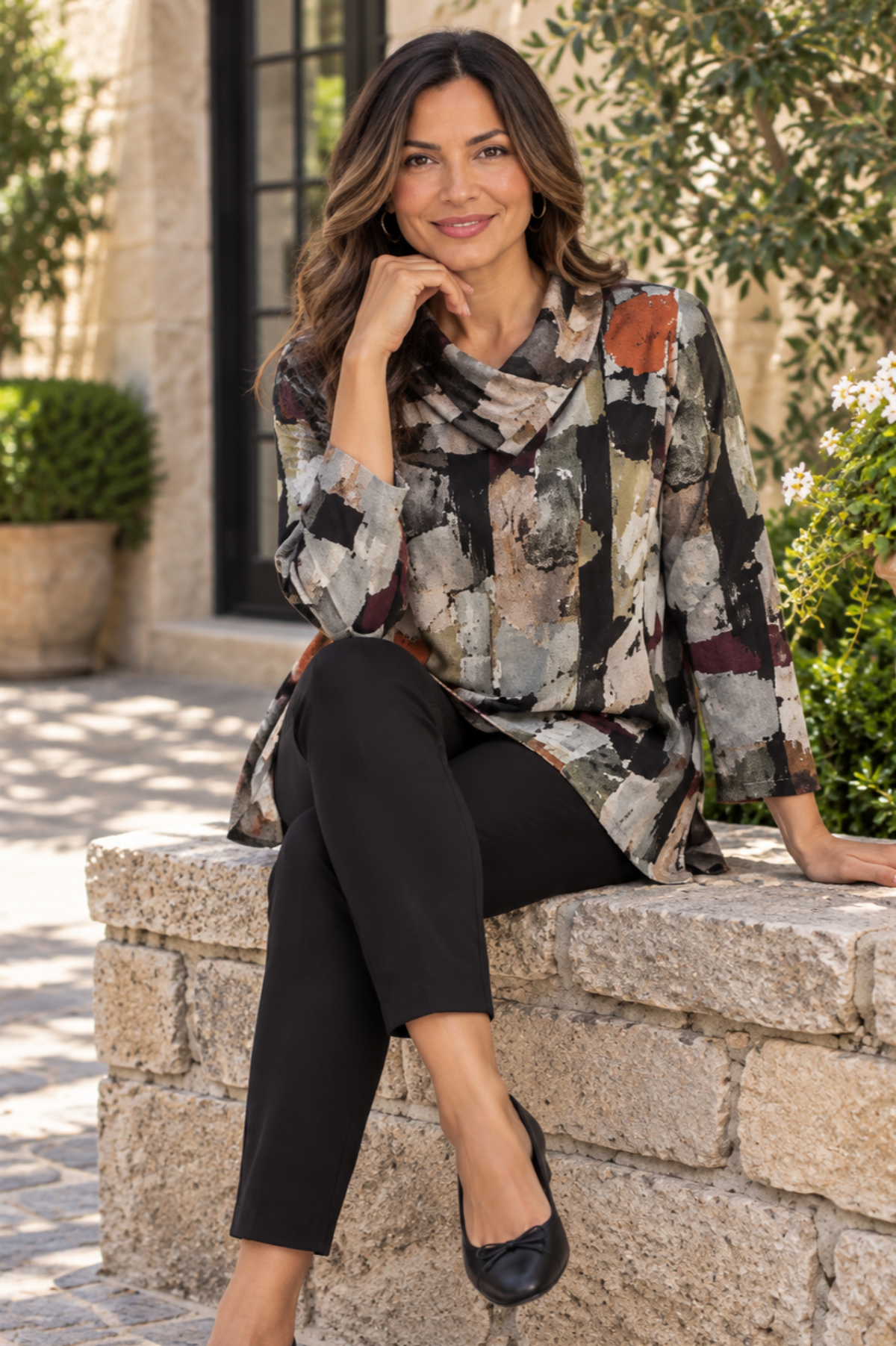 jess and jane clothing- artistic print tunic tip