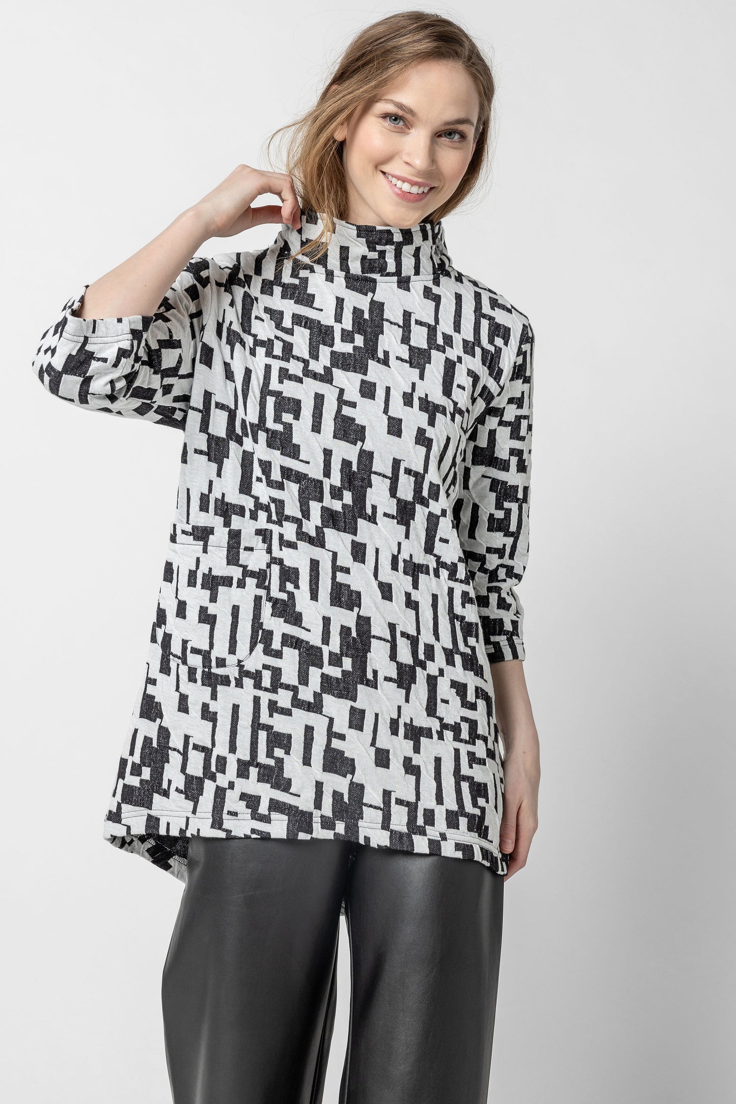 Komil Clothing Funnel Neck Top Jigsaw