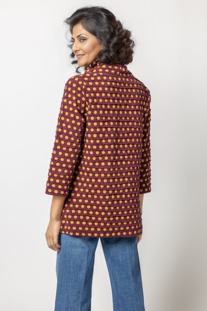 Komil Clothing Como Spot Weave Plum Cowl Top