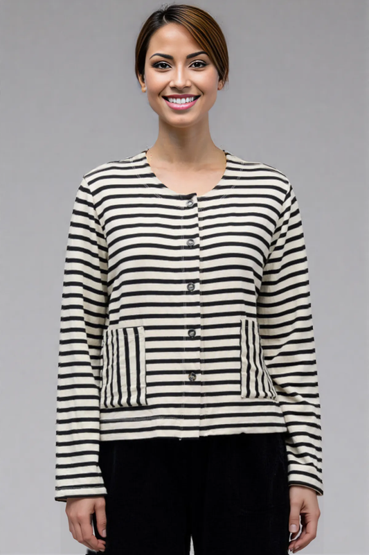 Cut Loose Black Stripe Fleece Cropped Jacket Fall 2025-Special Order