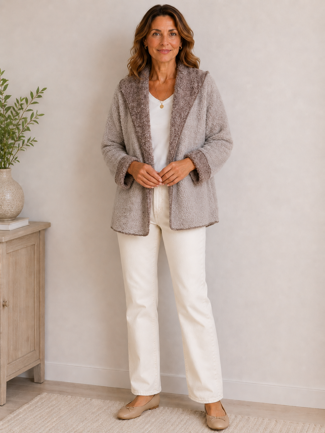 melange fleece jacket