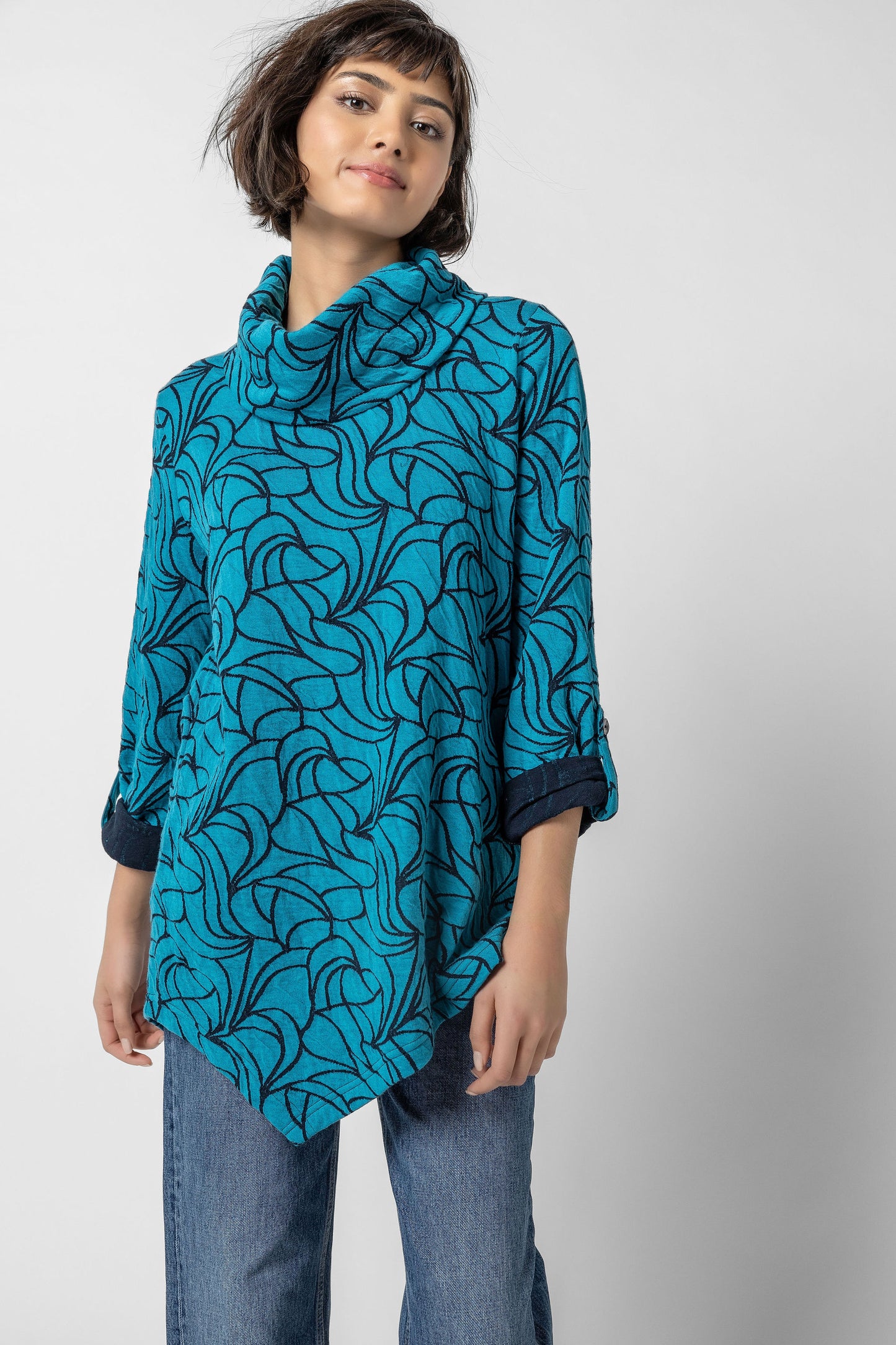 Komil Clothing Cowl Top Petal Teal