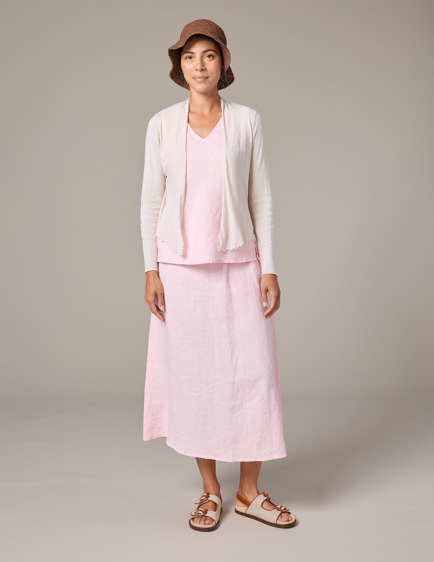 Cut Loose Linen Cotton Jersey 3/4 Sleeve V-Neck Top Spring 2026- Special Order