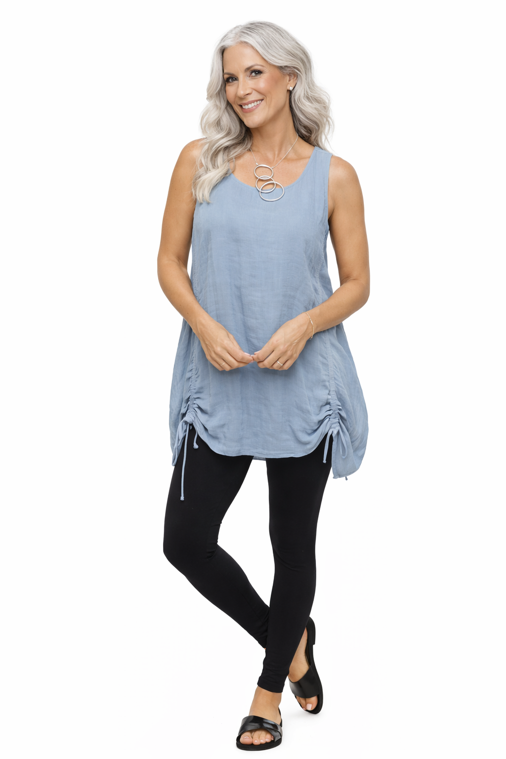 Tulip Clothing Kenley Gauze Tank Top in Abyss