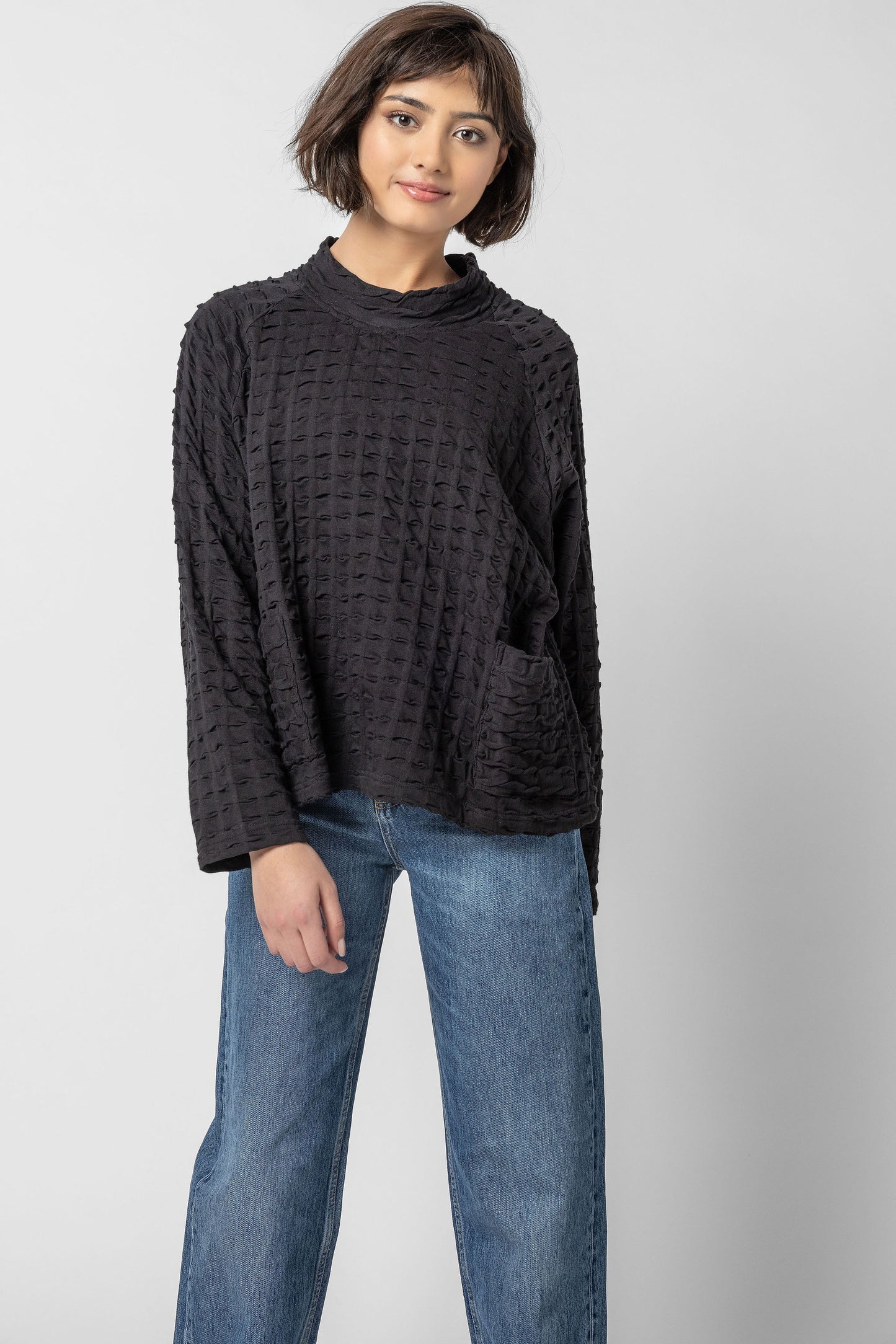 Komil Clothing High Neck Waffle Weave Top