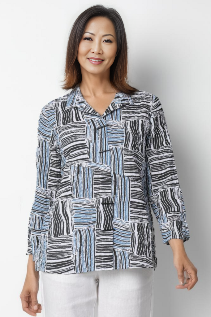 Habitat Clothing Pucker Weave Asymmetrical Shaped Shirt – thread to cloth
