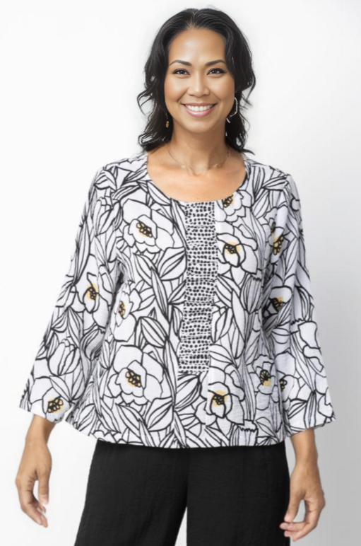 Habitat Clothing Palm Beach Floral Ruched Pullover