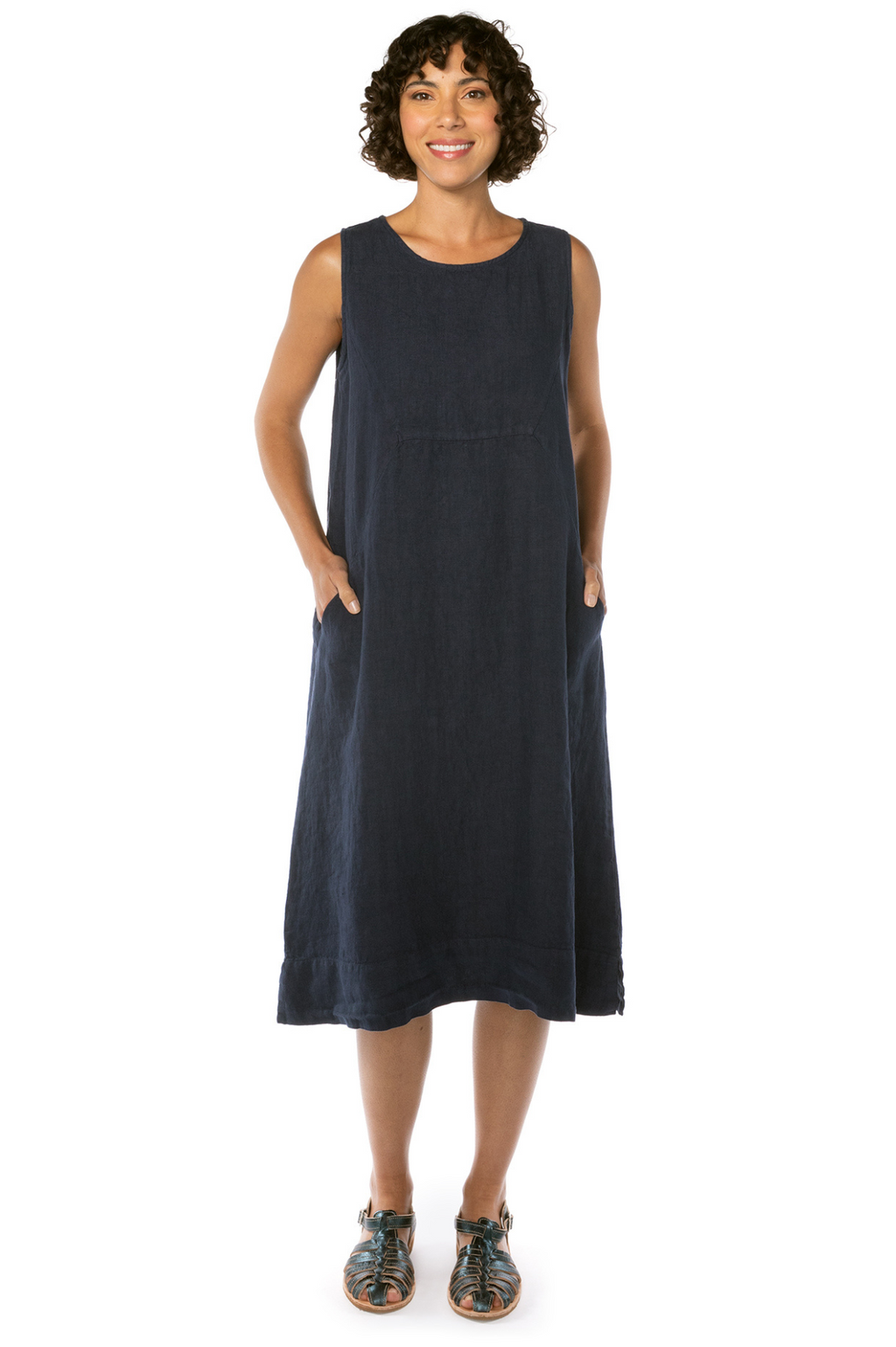 Cut Loose Solid Linen Seamed Easy Dress