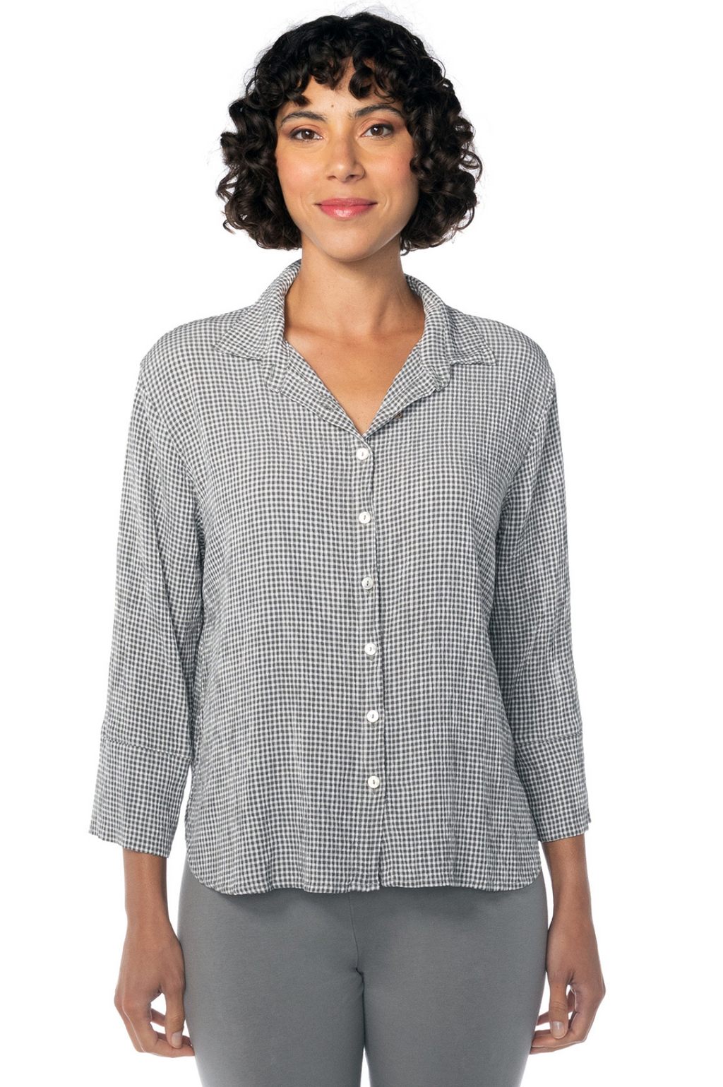 Cut Loose Crinkle Check Crop Easy Shirt Spring 2023- Special Order