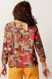 Habitat Clothing Pucker Weave Lapped Seam Pullover-Garnet Print